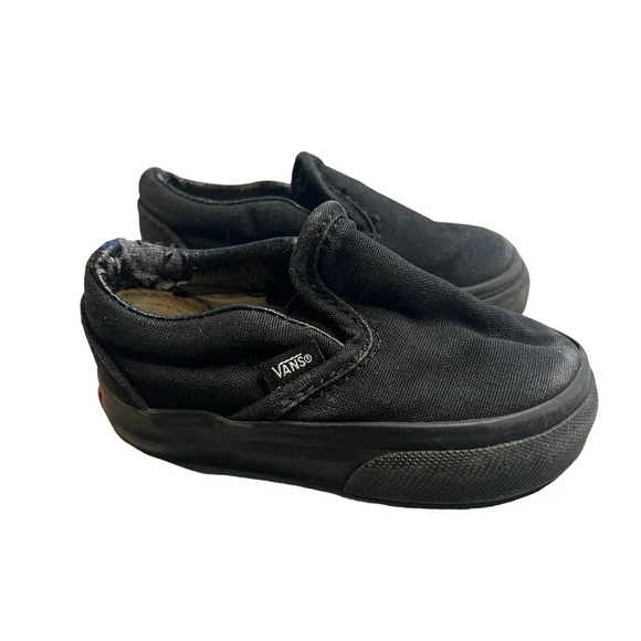 Vans Classic Slip-On Black Canvas Toddler Sneakers Unisex‎ Kids Size 4 - Picture 4 of 8
